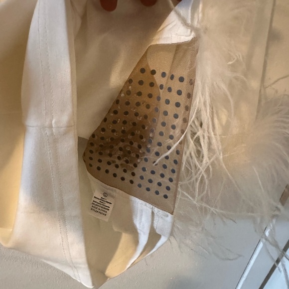 Fashion Nova White Long Sleeve Dress with Feather Accents - Picture 3 of 7